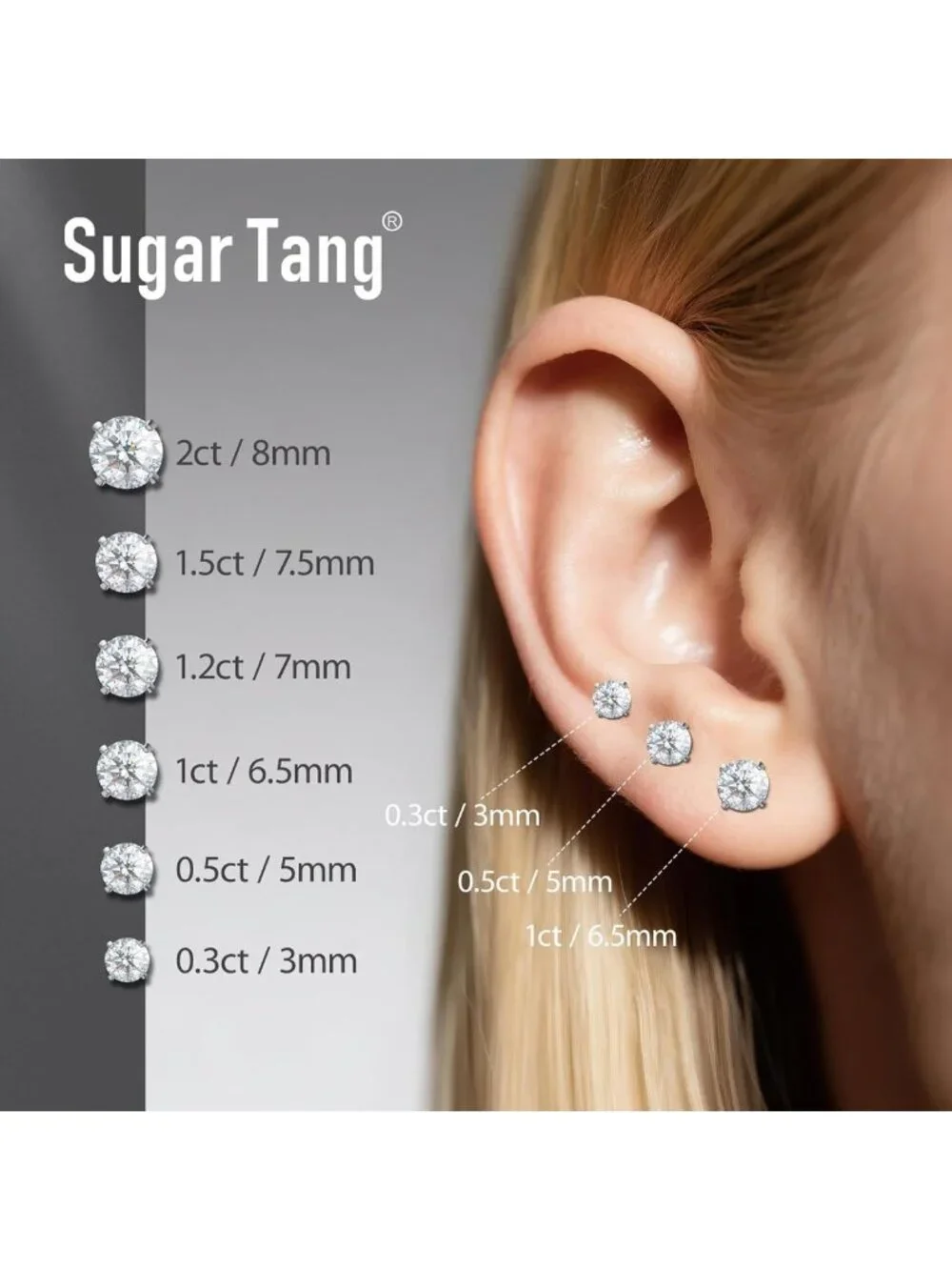 Elegant Moissanite Stud Earrings in 925 Sterling Silver for Men & Women